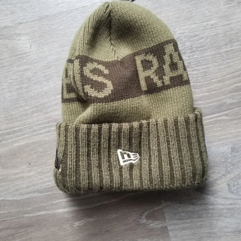 New Era Adult Baltimore Ravens Salute To Service 2025 Olive Green Knit Hat